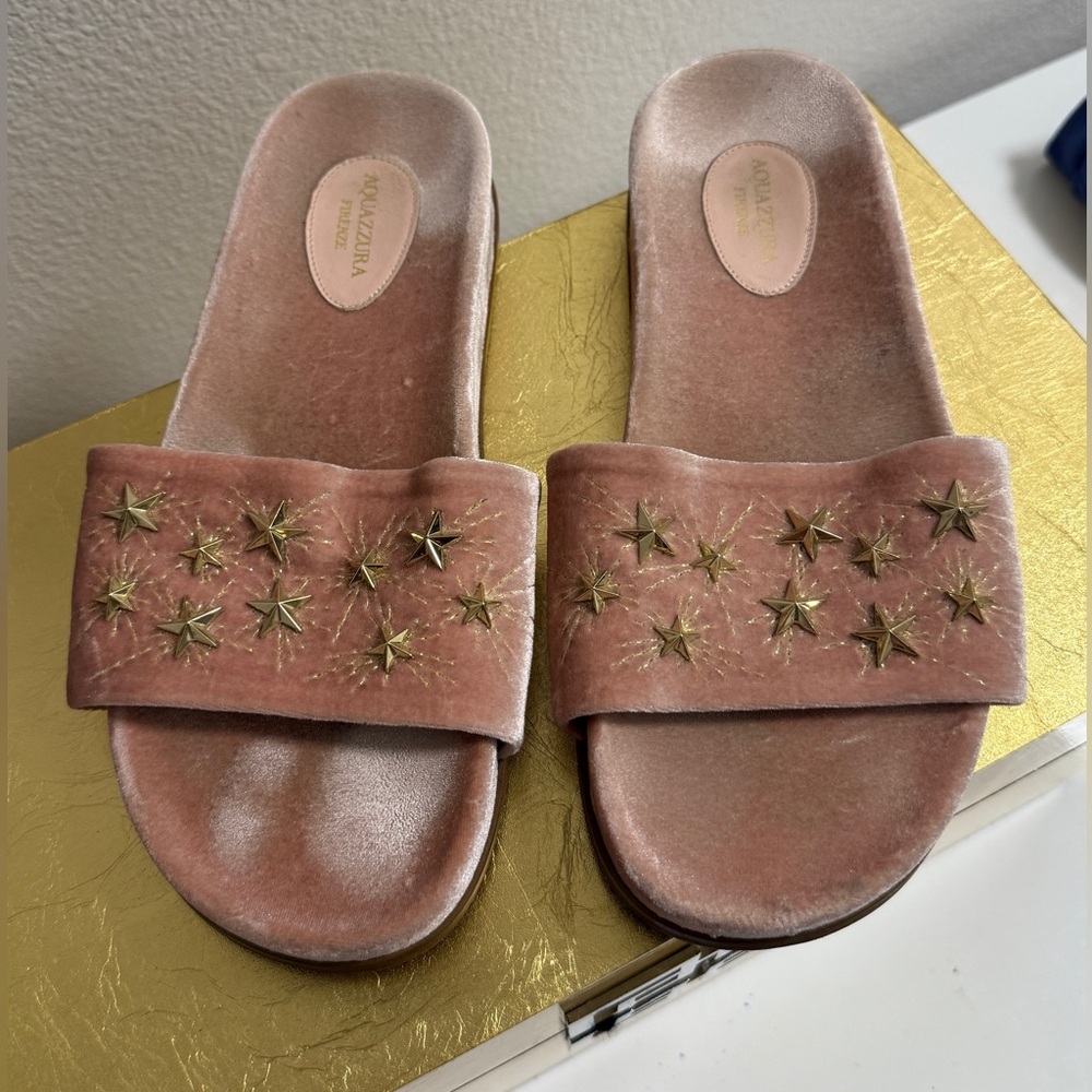 Aquazzura cosmic velvet slides